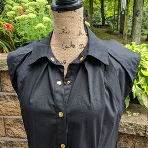 Black button-front dress